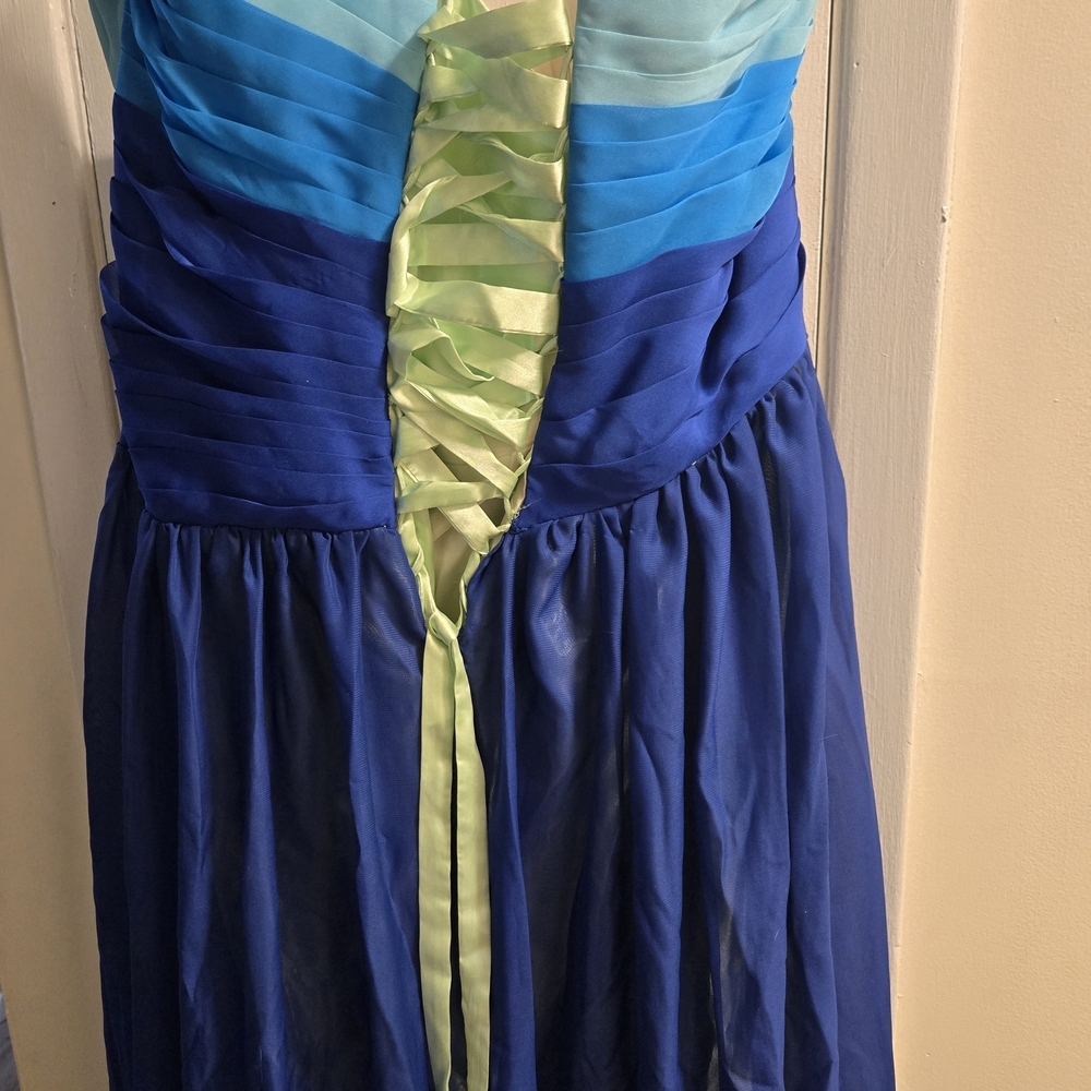 Grace Karin Floor Length Fairy   Evening /Fomal Sheer Gown Prom  Size 20 Blue - Picture 10 of 15